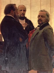 (detail) Vladimir Odoevsky, Mily Balakirev en Mikhail Ivanovich Glinka, 1890s